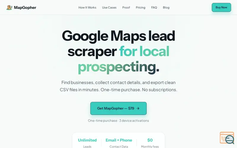 Screenshot of MapGopher, a launch using Mango Mail