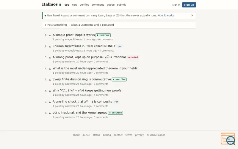 Screenshot of Halmos.Science