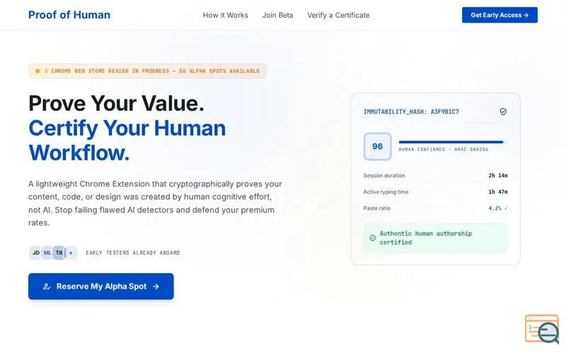 Screenshot of My Proof of Human