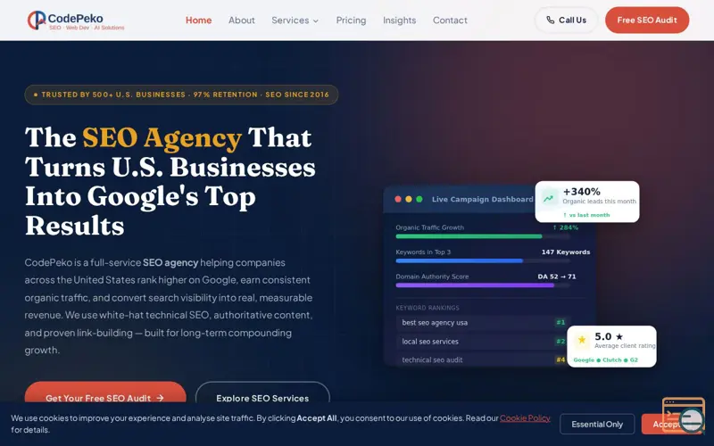 Screenshot of CodePeko SEO Agency