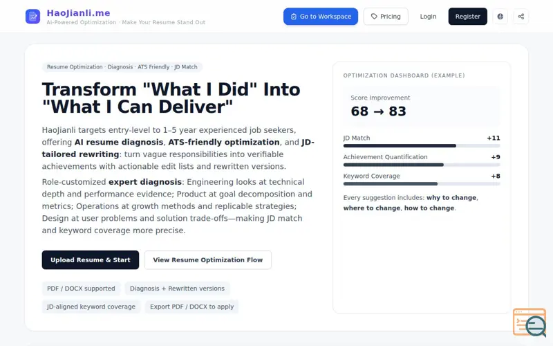 Screenshot of AI-Powered Resume Optimization