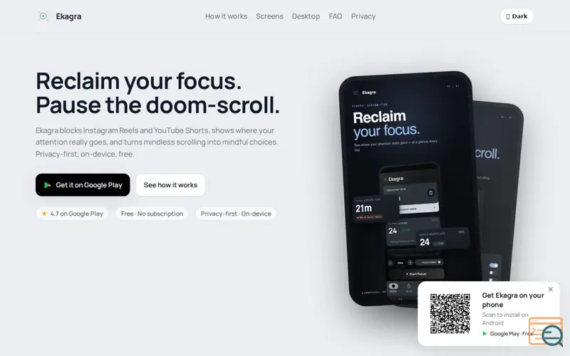 Screenshot of Ekagra