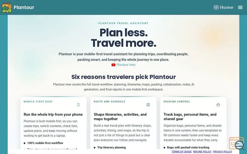 Screenshot of Plantour, a launch using Northflank