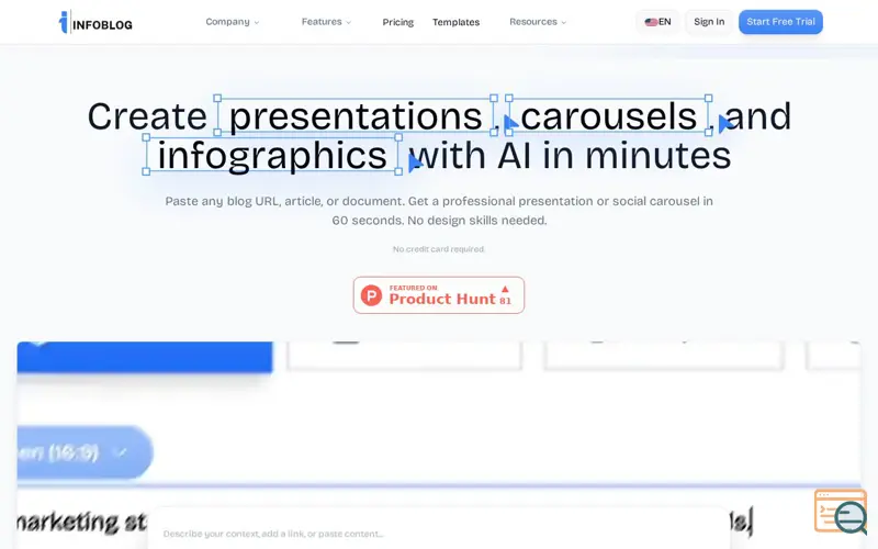 Screenshot of InfoBlog, a launch using Driver.js