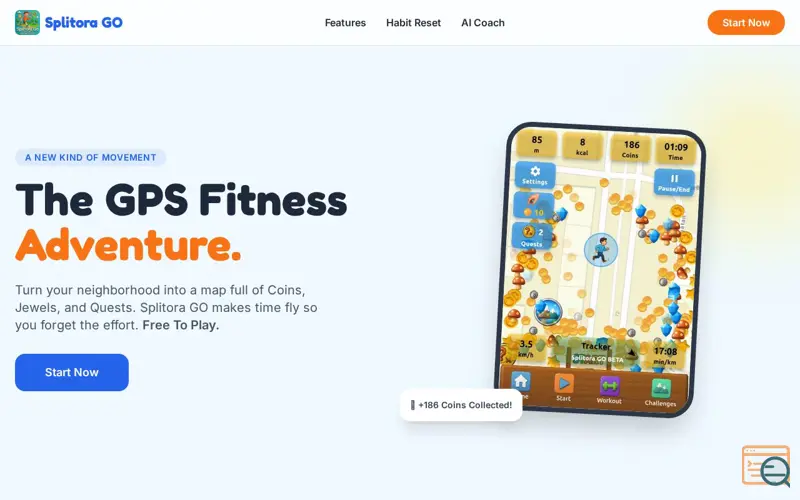 Screenshot of Splitora GO Beta, a launch using Simply.com