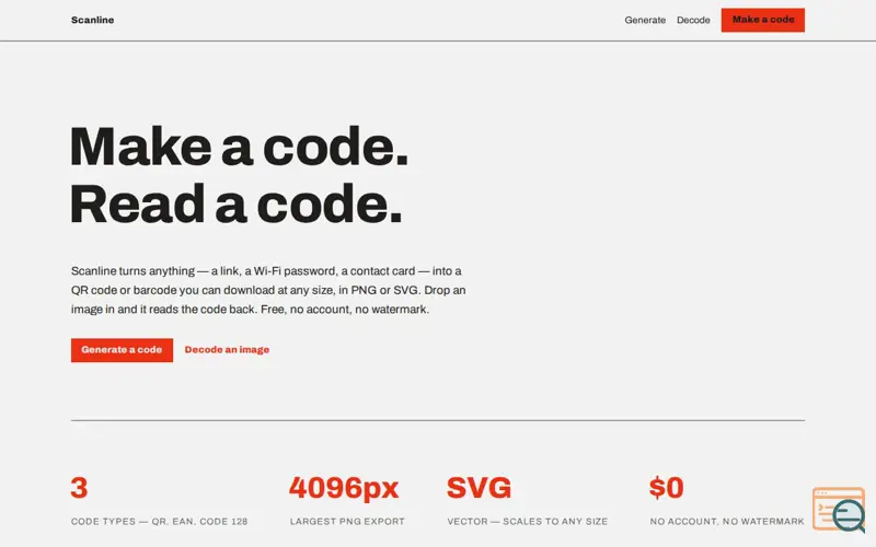 Screenshot of Scanline — QR & barcode tools