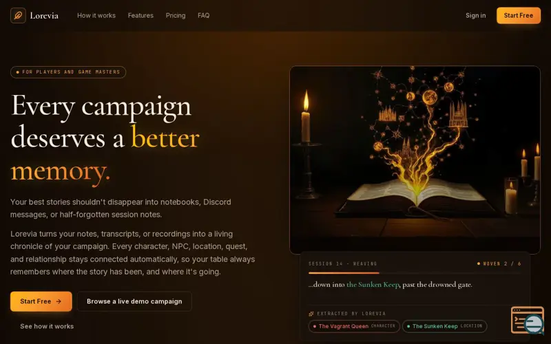 Screenshot of Lorevia