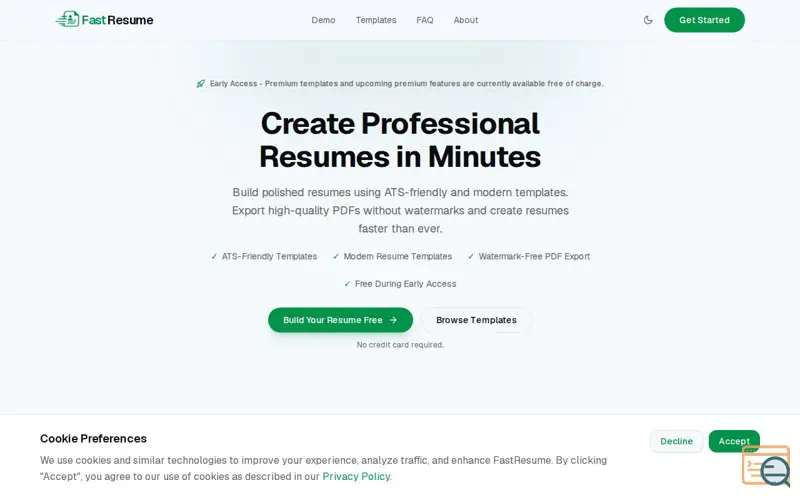 Screenshot of FastResume - Professional Resume Builder