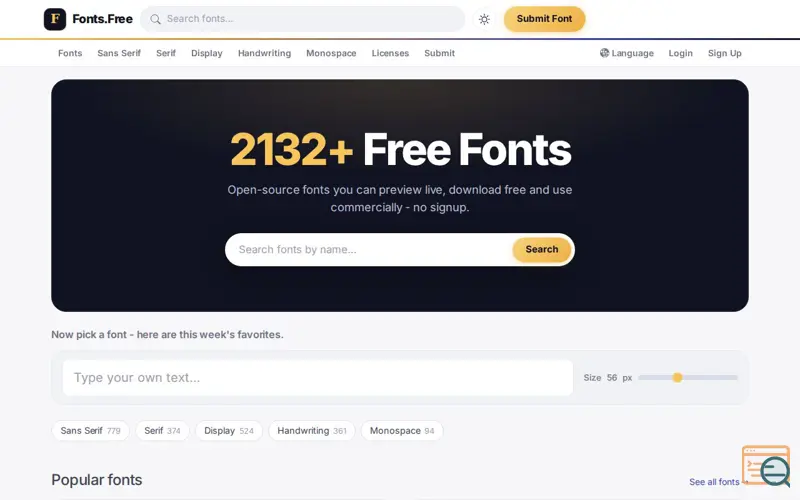 Screenshot of Fonts.Free