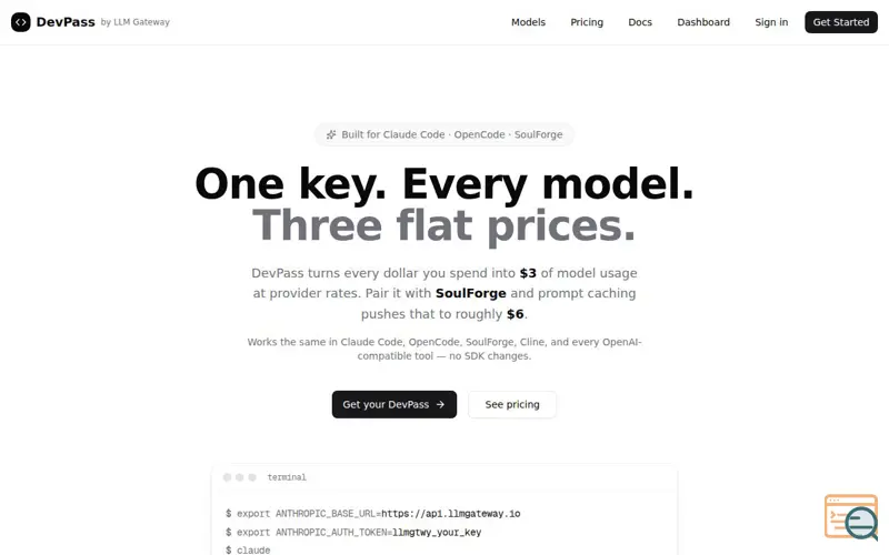 Screenshot of DevPass by LLM Gateway