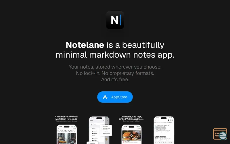 Screenshot of Notelane, a launch using Domain Robot
