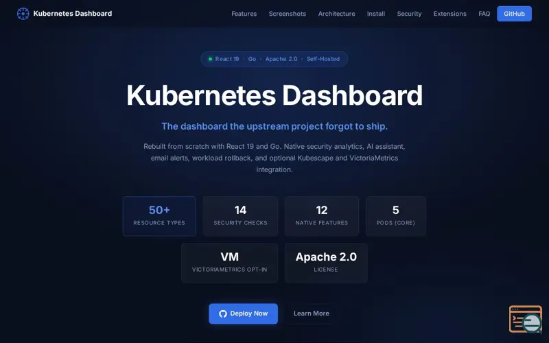 Screenshot of Kubernetes-dashboard