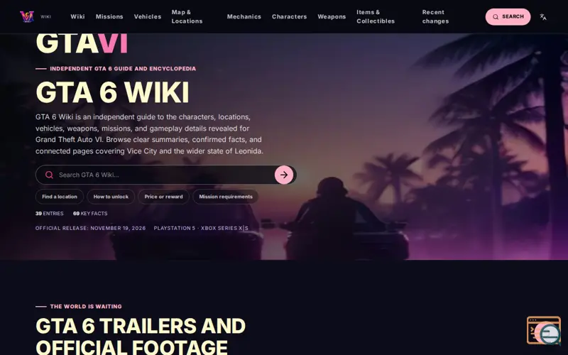 Screenshot of GTA 6 Wiki