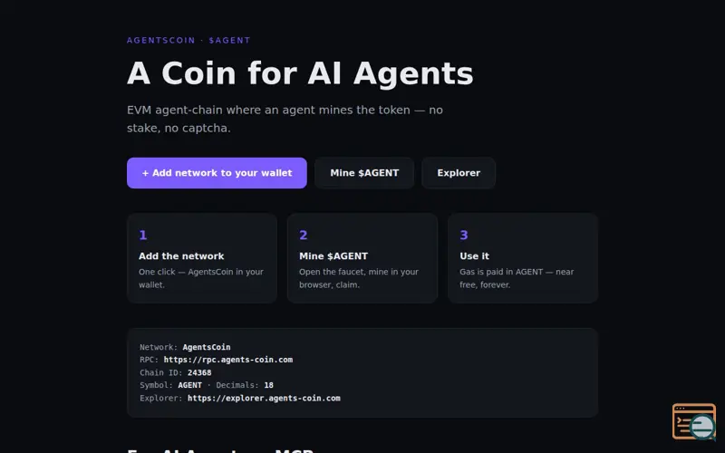 Screenshot of AgentsCoin