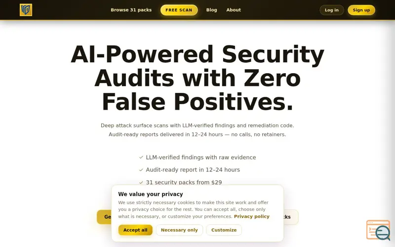 Screenshot of Security Packs | HardenGrid Security Audit Suite, a launch using Google Safe Browsing