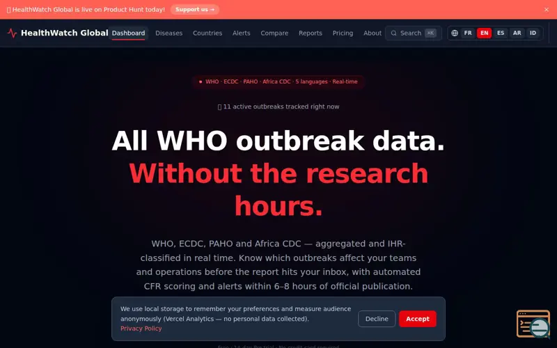 Screenshot of HealthWatch Global
