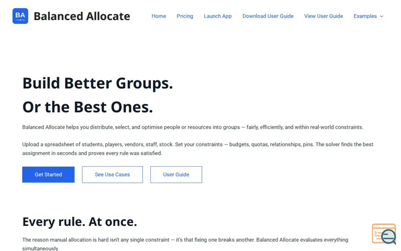 Screenshot of Balanced Allocate