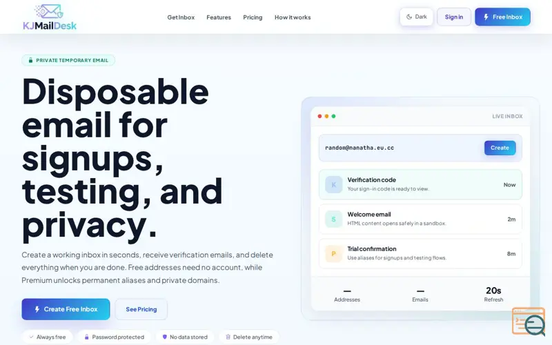 Screenshot of KJMailDesk