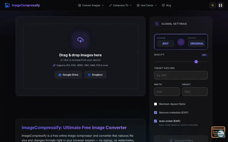 Screenshot of ImageCompressify