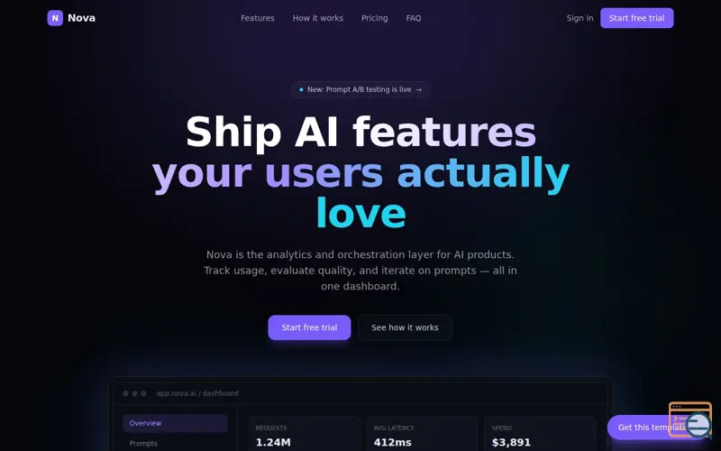 Screenshot of Nova-ai-saas-template