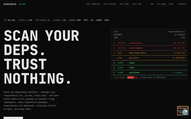 Screenshot of Hook Check
