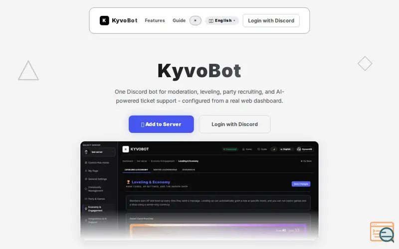 Screenshot of KyvoBot Dashboard