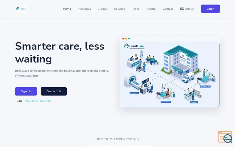 Screenshot of BeastCare, a launch using FullCalendar
