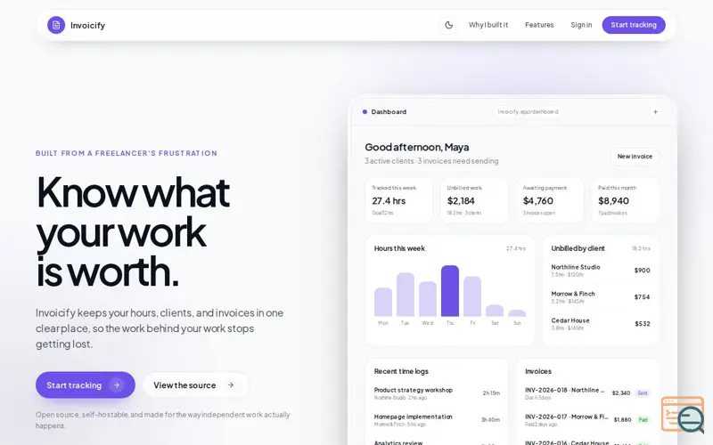 Screenshot of Invoicify