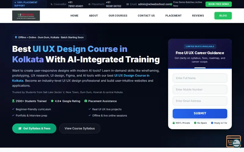 Screenshot of W3 Web School, a launch using PicMo