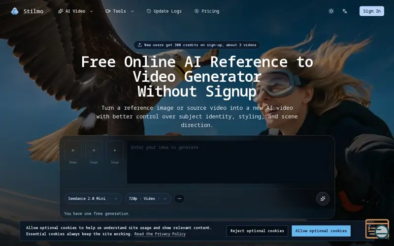 Screenshot of Free AI Reference to Video Generator Online Without Signup