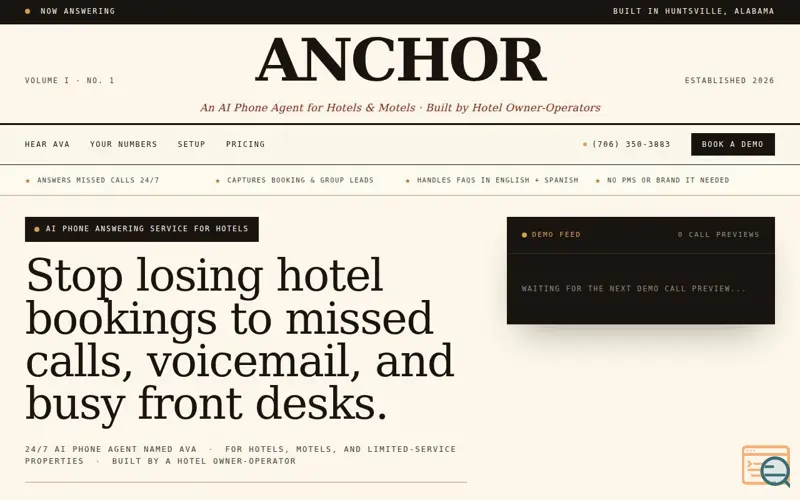 Screenshot of Anchor for Hotels
