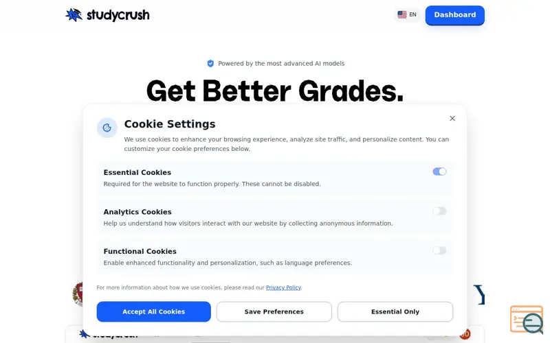 Screenshot of StudyCrush