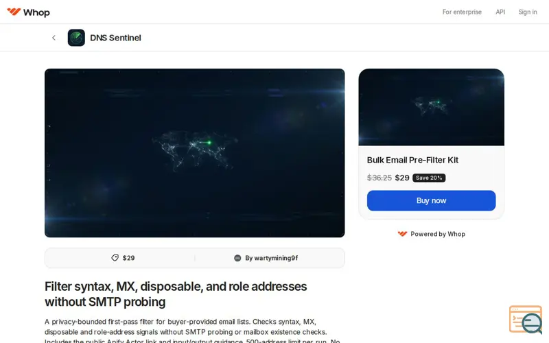 Screenshot of Bulk Email Pre-Filter Kit