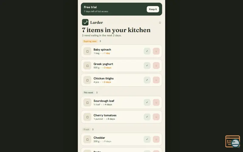 Screenshot of Larder