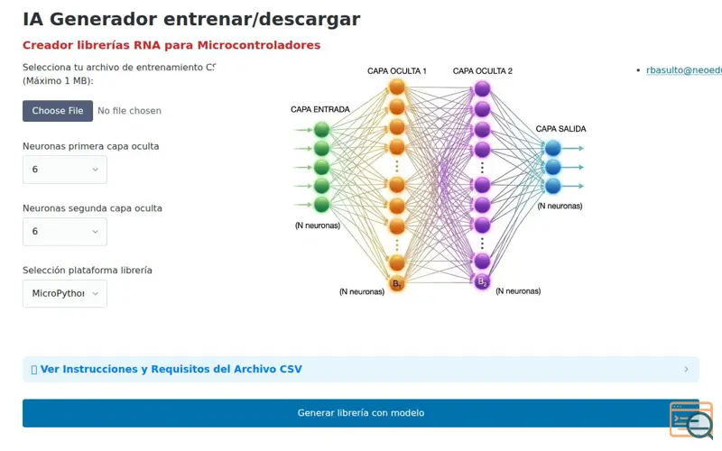 Screenshot of IA Generador neural network library