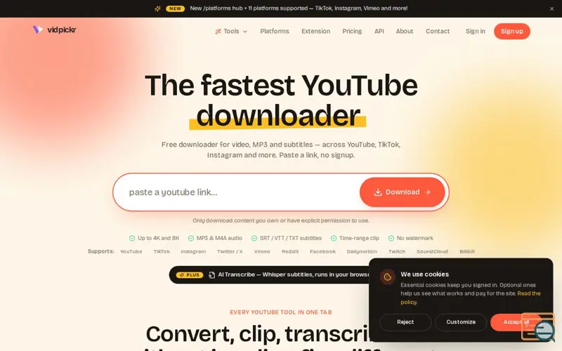 Screenshot of VidPickr