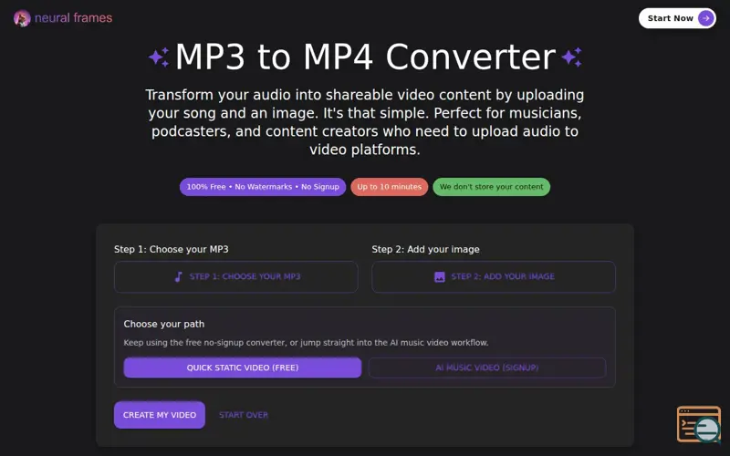 Screenshot of MP3 to Mp4 Converter