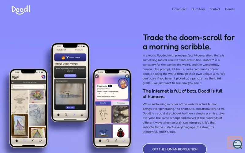 Screenshot of Doodl: Art with Friends, a launch using Squarespace