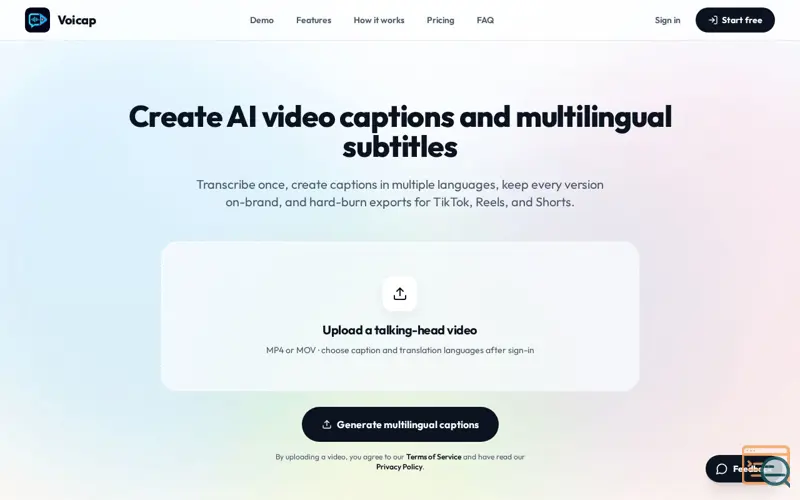 Screenshot of Multilingual Video Captions & Subtitle Translation | Voicap