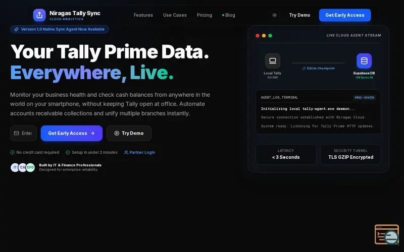Screenshot of Niragas Tally Sync