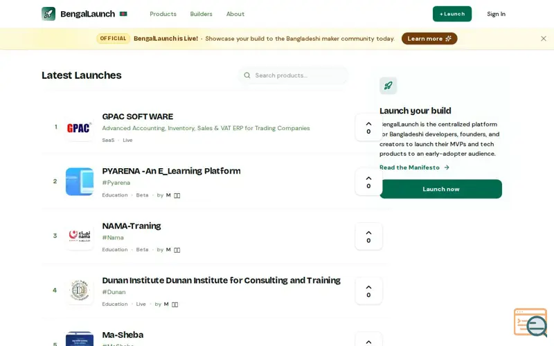 Screenshot of Bengallaunch