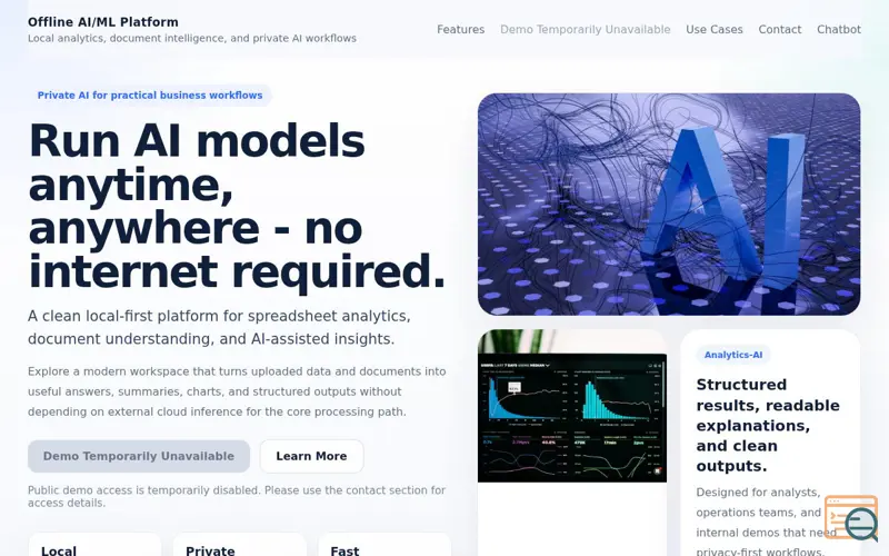 Screenshot of Offline AI ML product
