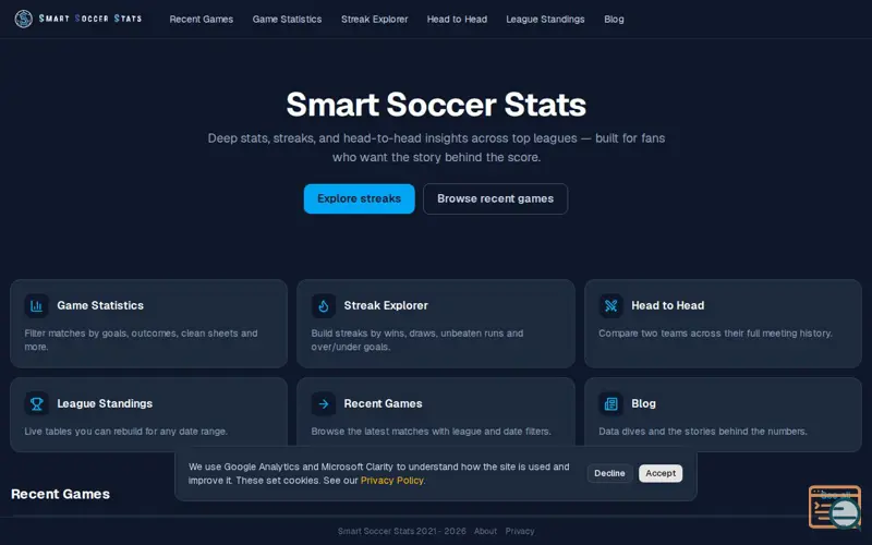 Screenshot of Smart Soccer Stats