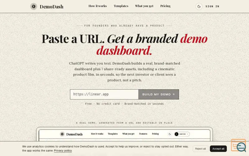 Screenshot of DemoDash