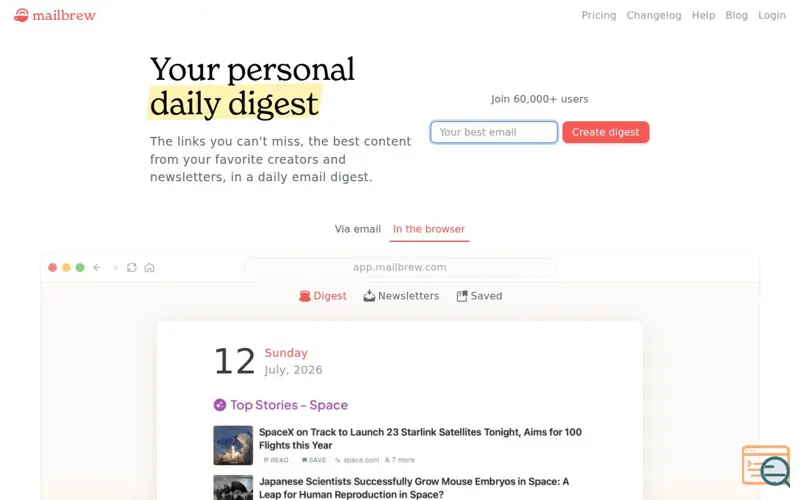 Screenshot of Mailbrew