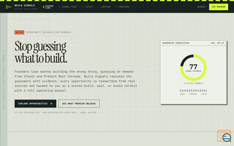 Screenshot of Build Signals Founders 