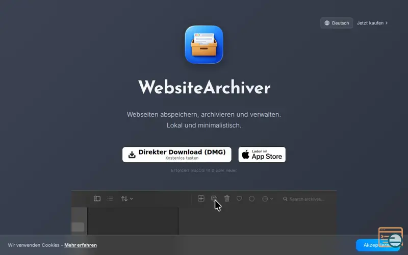 Screenshot of WebsiteArchiver