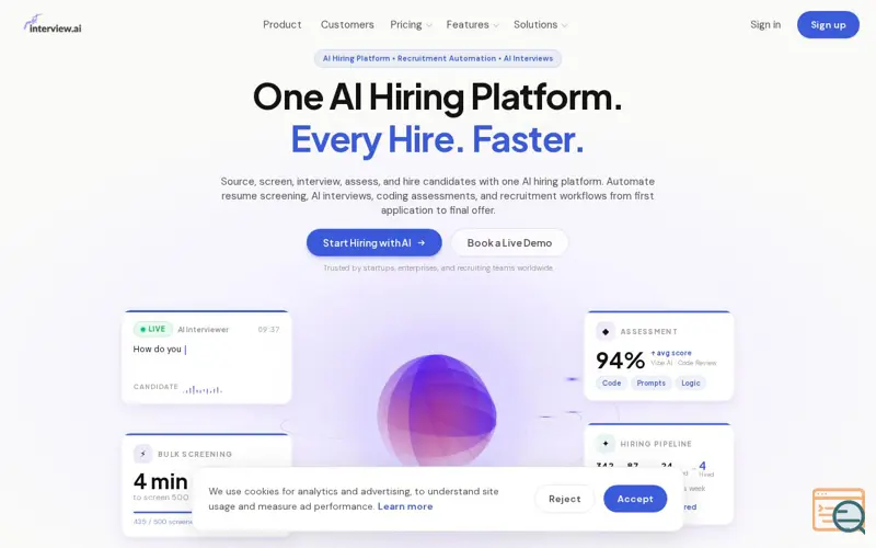 Screenshot of JustInterview.ai