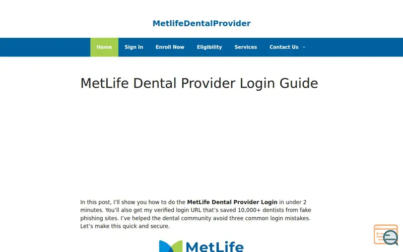 Screenshot of MetLifeDentalProvider