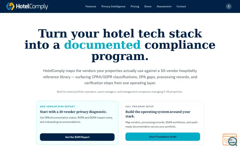 Screenshot of HotelComply, a launch using IAB US Privacy